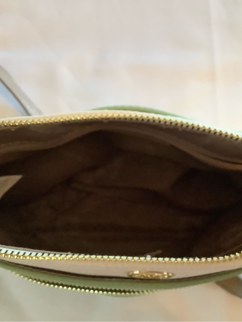 Anne Klein Green and Cream Two-Tone Crossbody with Gold Accents - Picture 5 of 9